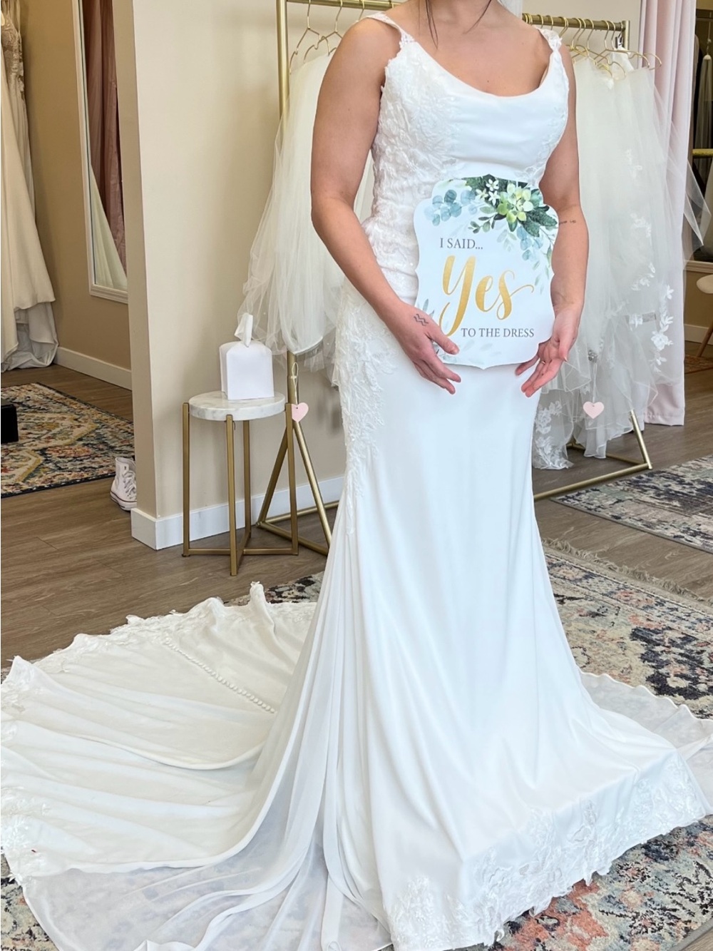 Bridal Satin Sheath Wedding Dress in White